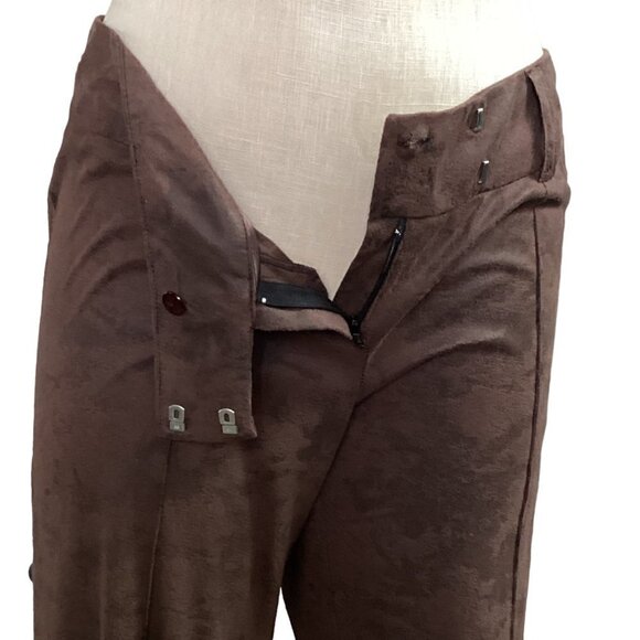 Shyde EU Sz 42/USA 7 Wide Leg Faux Suede Pants Brown 163G - Picture 6 of 8
